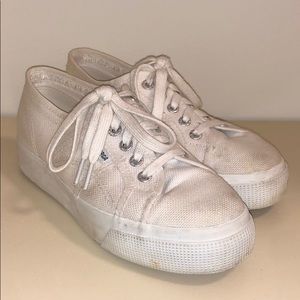 White Superga Platform Sneakers